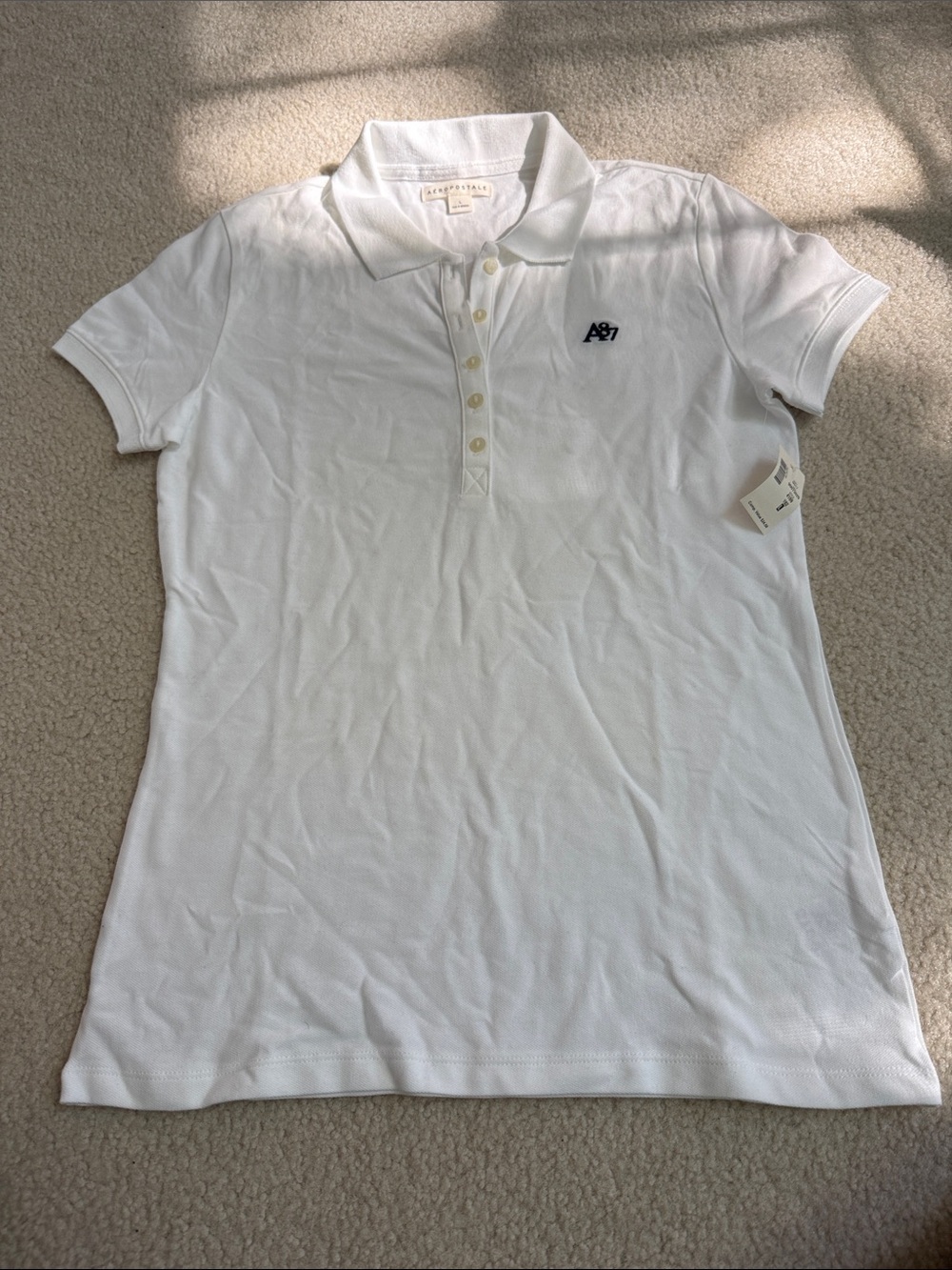 NWT Aeropostale White Men’s Polo Shirt with Navy A87 Logo